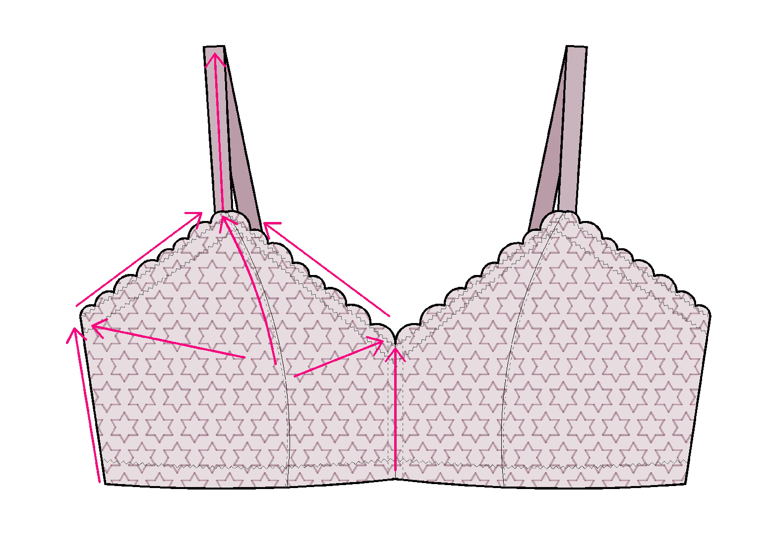 Pressure transmission over supportive bralette